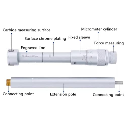 Micromètre interne à 3 points contre l'usure des outils avec vernier acier - 6