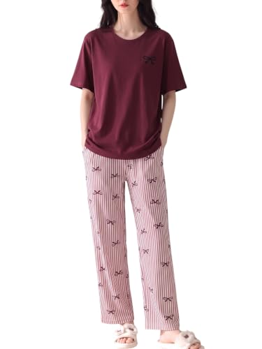 Image of Louis Luxe Cotton Blend Womens Korean Night Dress|| Full Pyjama Set || Korean Nightsuit ||Women Nightwear ||Round Neck Full Sleeve Nightsuit || Loungewear || Everyday Nightdress (ND-11)