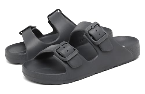 Image of INMINPIN Boys Girls Double Buckle Slide Sandals Comfort Beach Pool Shower Slippers Adjustable Indoor Outdoor Little Kid /Big Kid