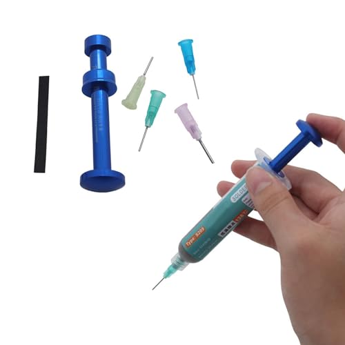Image of Aluminum Alloy Manual Syringes Dispenser Plunger Tool Solder Flux Pastes Booster for UV Solder Mask Ink Welding Oil Push