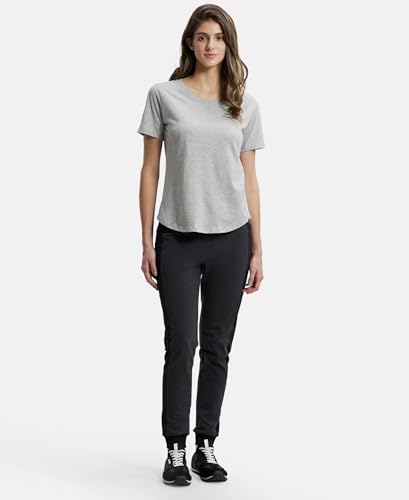 Image of Jockey AW88 Women Super Combed Cotton Rich Relaxed Fit Solid Curved Hem Styled Half Sleeve T-Shirt
