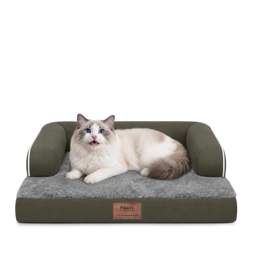 MEKIY Orthopedic Dog Sofa Bed with Bolster for Small Dogs Cats