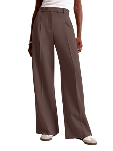 Image of NIMIN Women Wide Leg Work Pants High Waisted Dress Trousers with Pockets