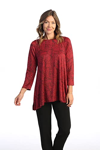 Jess & Jane Women's Tabby Raglan A-Line Slinky Knit Tunic Top (As1, Alpha, 1X, Plus, Regular, 1X) Multi-Color #TOP1