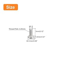 sourcing map M1.2-0.25 x 3mm Phillips Flachkopfschrauben 100 Stück Flache Rundkopfschrauben 304 Edelstahl Kreuzschlitz Antrieb Maschinenschrauben Hardware Verschluss für Möbel Verbindung – Ansicht 2