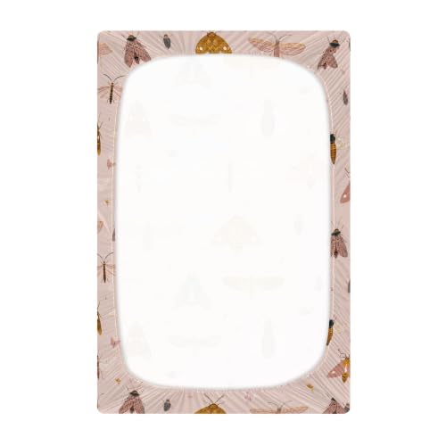 Image of Butterflies Bugs Retro Crib Sheets Soft Breathable Fitted Baby Crib Sheets Mattress Cover for Girls Boys, 52 inch x 28 inch x 9 inch