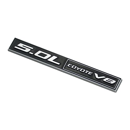 Image of 2Pc 5.0L Coyote V8 Emblems 3D Adhesive Badge V8 Engine Trim Fender Hook Trunk Decals Stickers Compatible for car (Silver Black)
