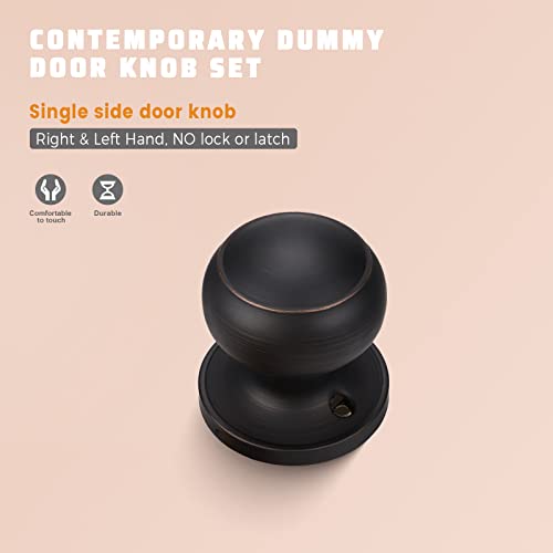 Knobwell 10 Pack Oil Rubbed Bronze Dummy Door Knob Single Side Closet Door Knob Set, Interior Door Knobs, Easy Installation #TOP1