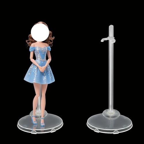 Image of 12-Pack Adjustable Doll Stands for 8-12 Inch Dolls, Clear Plastic, Hobby Figure Display Stands