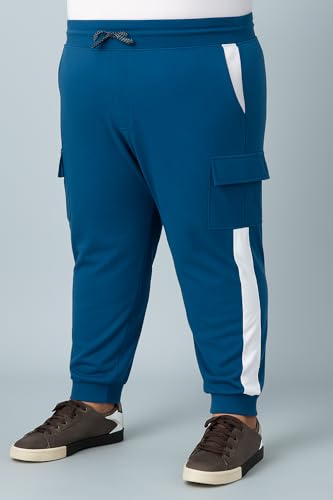 Image of Plus Size Lycra Track Pant for Men | Stretchable Jogger Pants | Side Stripe Cargo Design | Daily, Gym & Sports Wear