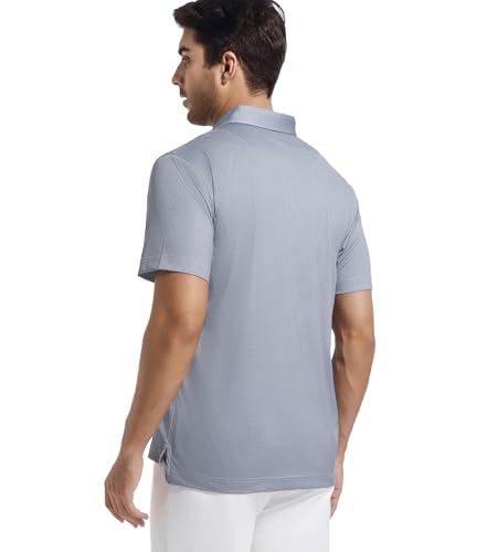 Alex Vando Mens Golf Shirt Moisture Wicking Classic Print Golf Shirts for Men
