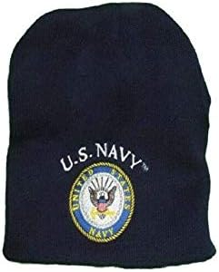 8" UNITED STATES NAVY OFFICIAL BLUE EMBROIDERED BEANIE HAT cap skull usa