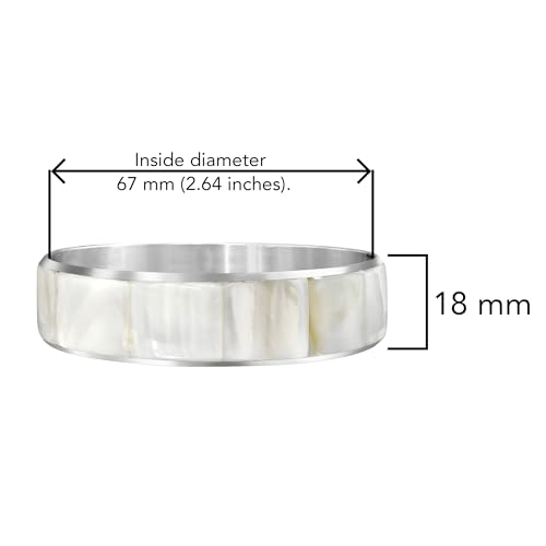 AeraVida Stunning Iridescence White Mother of Pearl Shell Bangle Bracelet4