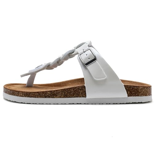 Torotto Boys Girls Cork Footbed Sandals Kids Flip Flops with Adjustable Braided Straps (Toddler/Little Kid/Big Kid)4