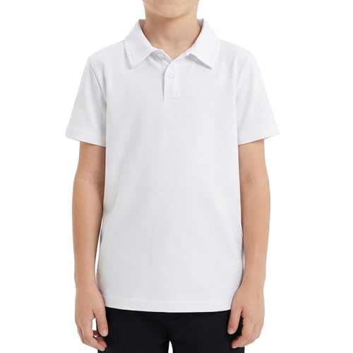 Ewbob Plain White Polo Shirt Boys Girls School Uniform Cotton Polo Short Sleeve Tops Unisex Childrens Kids T Shirts C35 White 7-8 Years