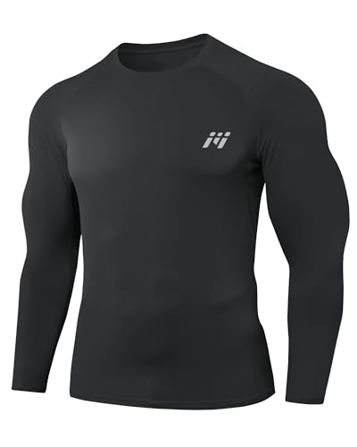 MeetHoo Kompressionsshirt Herren Rash Guard UPF50+ UV Shirt Langarm Funktionsshirt Schnelltrocknendes Laufshirt Atmungsaktiv Männer Sportshirt für Fitness 1