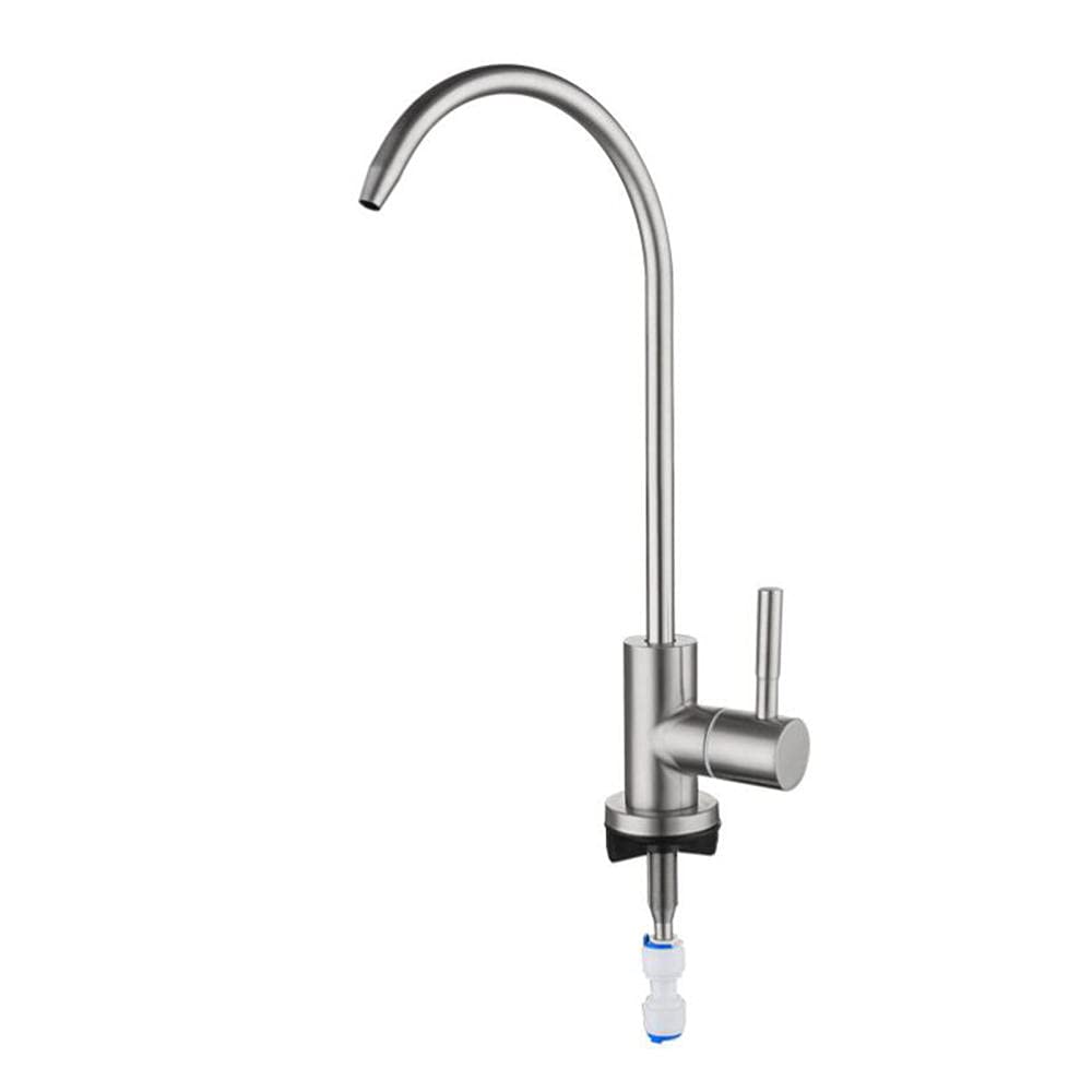 Grifo con Filtro de Agua, Agua Potable Recta, Acero Inoxidable, Cepillado, con un Solo Orificio, Solo Agua fría, Grifo de Cocina
