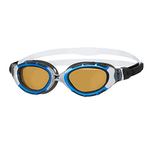 Zoggs Predator Flex Polarized Ultra Reactor - Gafas de natación (talla M), color azul y plateado