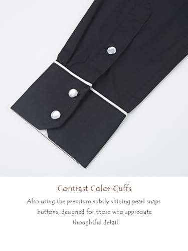 COEVALS CLUB Mens Cowboy Western Shirts Embroidered Cotton Long Sleeve Pearl Snap Button Up Shirt with Chest Pockets4