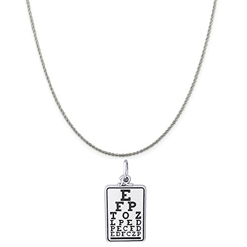 Rembrandt Charms Sterling Silver Eye Exam Chart Charm on a Sterling Silver Rope