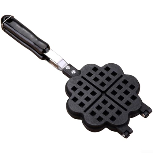 For Home Use Waffle Maker With Heart Shaped And Floral Patterns, Iron Body, Alloy Rivet Handle, Non For Easy Food Release And Cleaning, Compact Design(C)