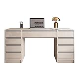 Lookway Schreibtisch MADA Double mit Schubladen – Modern, Eleganter Kosmetiktisch in Kaschmir oder Weiß Hochglanz (Kaschmir/Kaschmir Hochglanz)