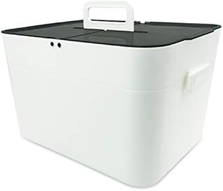 Medical Box Storage Box, First Aid Box, Portable Medicine Container Box, Medicine Tin with Double Layer and 4 Compartments, Home Office Car School Multifunctional Organizer Box White | 29x20.5x18cm