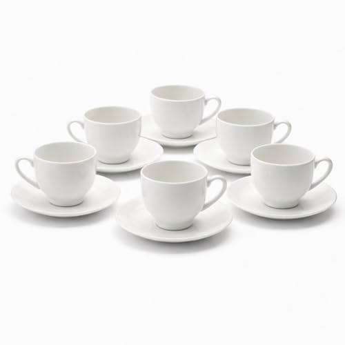 طقم فناجين مع صحون من ماستر جولد، مصنوع من الخزف، سعة 90 ملي...