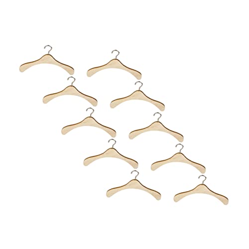 KICHOUSE 10Pcs Wooden Doll Clothes Hanger Doll Outfits Storage Racks for Room for Organizing Displaying Doll Clothing