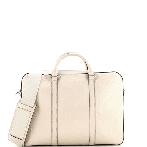 Pre-Loved Briefcase GG Embossed Perforated Leather Medium, Neutral