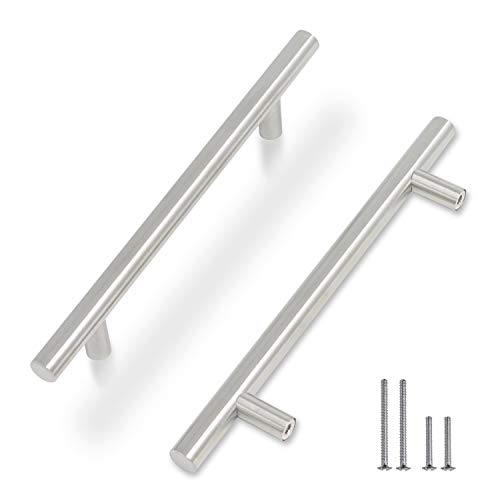 Juego de 30 tiradores de barra en T de 128 mm, mango de acero inoxidable para cocina, tabla de tazas