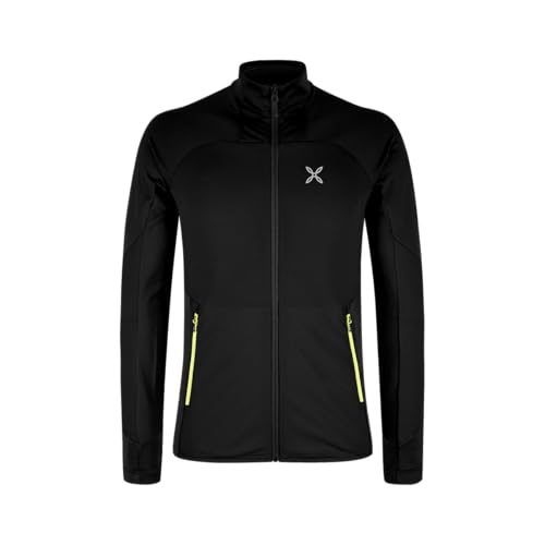 MONTURA Rise - Camiseta de senderismo de capa media termorreguladora para hombre, Black/Sunny Lime, XL