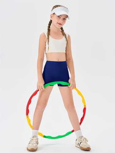 Image of Haloumoning Girls Athletic Shorts Kids High Waisted Yoga Dance Biker Shorts Comfy Gymnastics Shorts 5-14Y