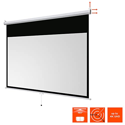 celexon Basic Rollo-Leinwand 90 | 200x113 cm 16:9 | ausziehbare Full-HD 4K Beamer-Leinwand f&uuml;r Heimkino oder B&uuml;ro-Pr&auml;sentationen | Projektionsleinwand geeignet zur Deckenmontage oder Wandmontage