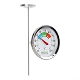 Soremitiar Thermomètre à compost en acier avec sonde de température du sol avec indicateur de compost chaud et outil de compostage extérieur (30 cm)