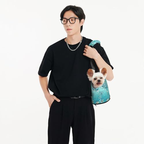 Sac de transport pour petits chiens et chats bleu imprimé papillon