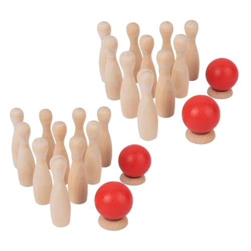 Abaodam 2 Sätze Bowling Holzspielzeug Set