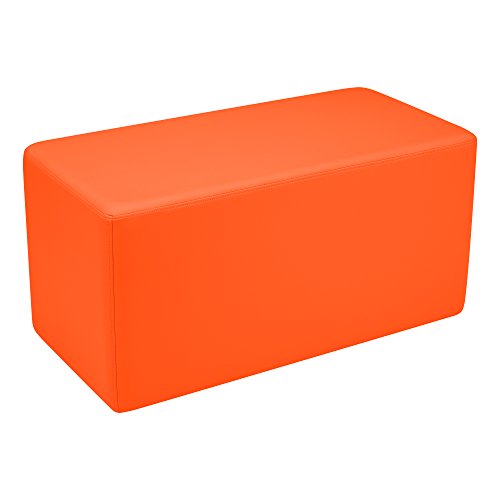 Image of Sprogs 18 inch H Structured Rectangle Stool -Flexible Modular Collaborative Soft Seating for Office, Home, Lounge and School Classrooms with Durable Frame & Set of 2 inch Casters Add-on -Orange