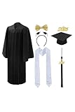 galeeup Graduation Gown Adult Matte Robe Outfit Bachelor Costume Tassel Cap Accessories Degree Set