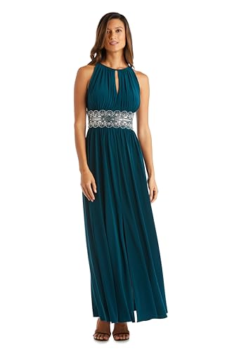 R&M Richards Women's Halter Maxi Gown with Beaded Waist Detailing and Front  Slit for Cocktail Party and Evening Occasions : Clothing, Shoes & Jewelry -  Amazon.com