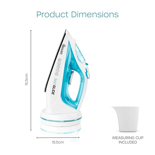 Swan SI16410N 2-in-1 Cord or Cordless Steam Press Iron, Non-Stick Ceramic Soleplate, 2800W, Blue - Image 7