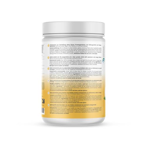 Nutri + Clear Vhey - Clear Vegan Protein Mango Maracuja - erfrischendes, veganes Eiweißpulver ohne Soja, Gluten, Laktose, Zucker - 400 g Proteinpulver