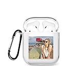 Tirita Personalised Custom Photo Case Compatible with Apple AirPods 1st and 2nd generation, Support Wireless Charging with Carabiner, Front LED Visible [21- Photo Square Clear]