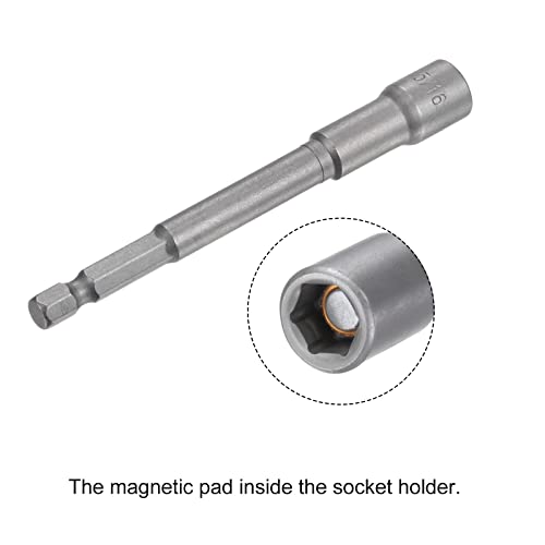 Uxcell Quick-Change Nut Driver Bit, 5/16" Hex Shank 1/4" Magnetic Nut Setter Drill Bits, 4" Length, Sae Sizes 2 Pcs #TOP4