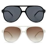 HERJOUR Retro Trendy Square Aviator Sunglasses Womens Mens 70s Classic Vintage Oversized Sun Glasses AR82174