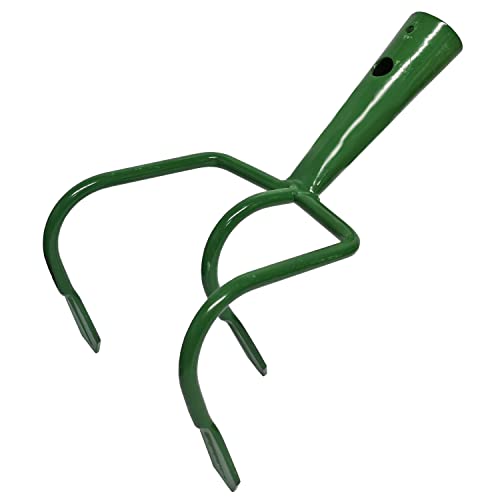 Garten Gerät Kultivator Grubber 3 Lange Zinken Dreizack Rasen Boden Erde Gewächshaus Gemüse Blumen Beet Stahl grün ohne Stiel