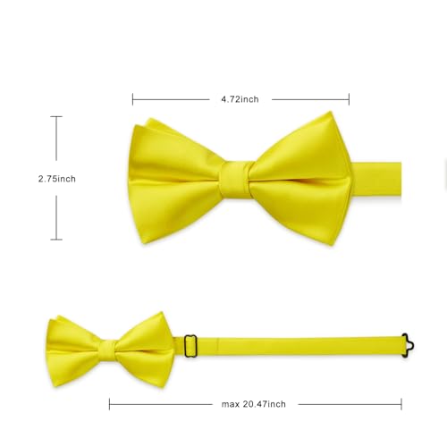 Image of HISDERN Bow Ties for Men Solid Color Pre-Tie Bow Tie and Pocket Square Set Classic Formal Tuxedo Bowties for Wedding Party