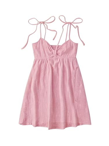 Image of SOLY HUX Women's Summer Cami Sun Dress A Line Tie Shoulder Y2k Cute Casual Short Mini Beach Babydoll Dresses