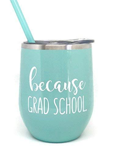 Because Grad School Stemless Wine Glass Tumbler Perfect Gift for Any Graduate