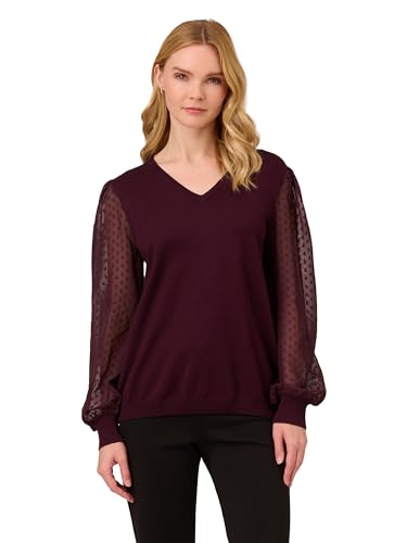 Adrianna Papell Womens Clip Dot Long Sleeve Sweater